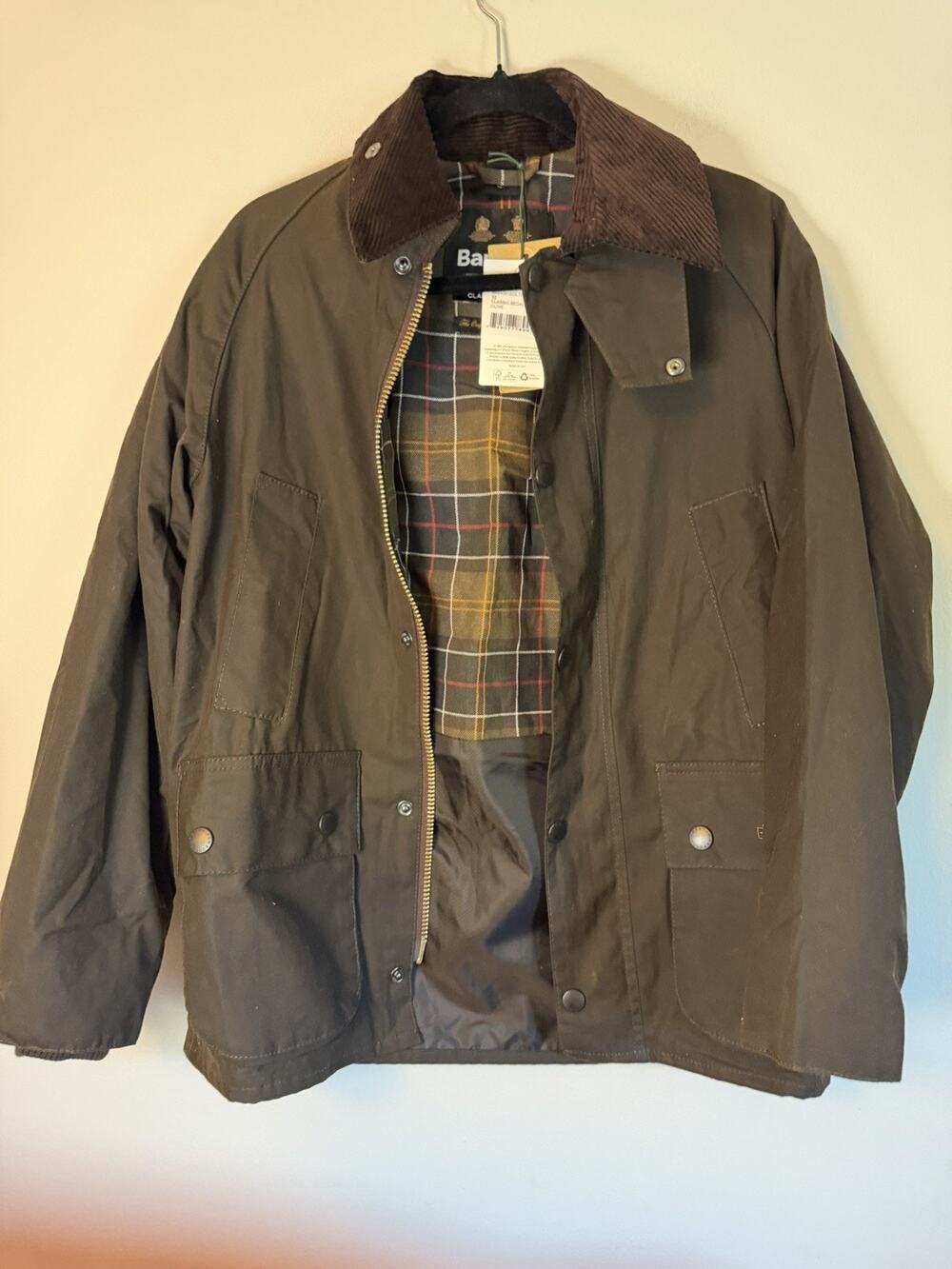 Barbour Classic Bedale Wax Jacket Olive Sz 32 Unisex NWT $425